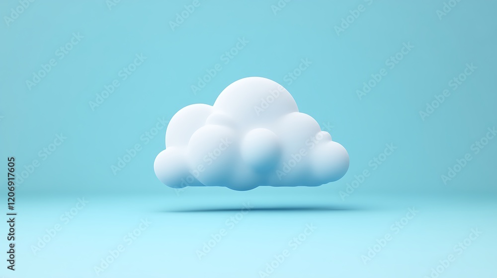 Poster soft white cloud floating in a light blue background creating a serene and calm atmosphere