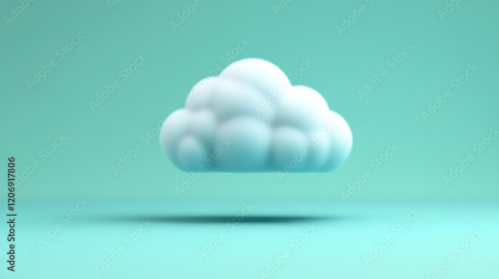 Poster soft white cloud on a light green background with subtle shadows for peaceful atmosphere and design 