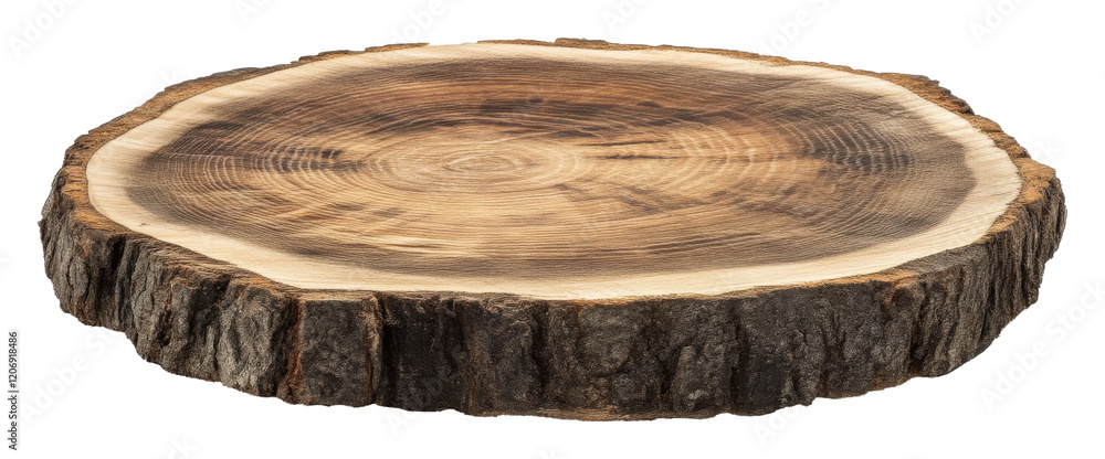 Poster cross section of a tree trunk with visible rings, nature concept