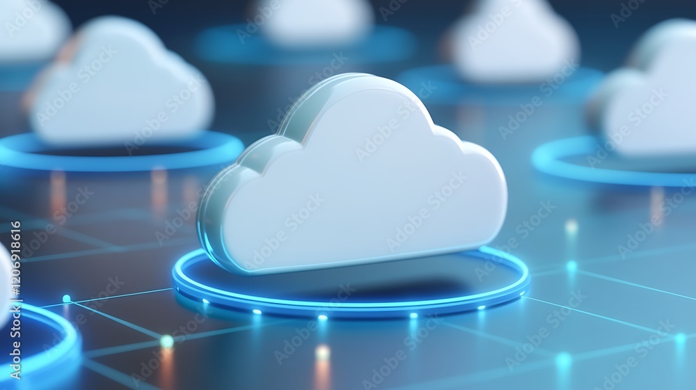 Canvas Prints three dimensional conceptual representation of cloud storage technology and digital connectivity sol