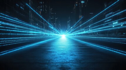 Futuristic light show urban city digital art nighttime perspective innovation