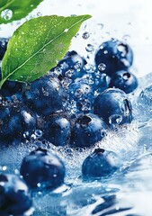 Blueberries, water, blueberry, fruit, blue