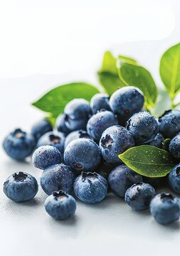 Blueberries, water