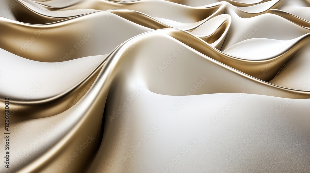 Poster flowing golden fabric texture abstract design soft illumination artistic background close-up view
