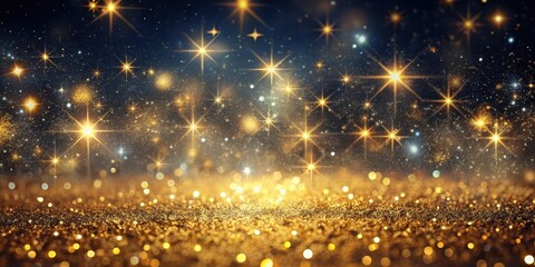 Obraz premium Starry night sky with golden glitter, sparkles, glitter, sparkles,glitter, celestial bodies