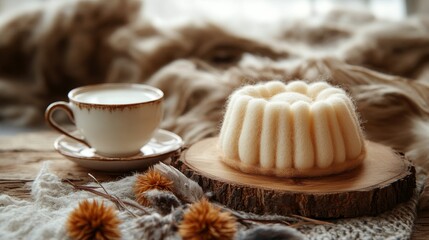 Illustration of cute pudding from wool