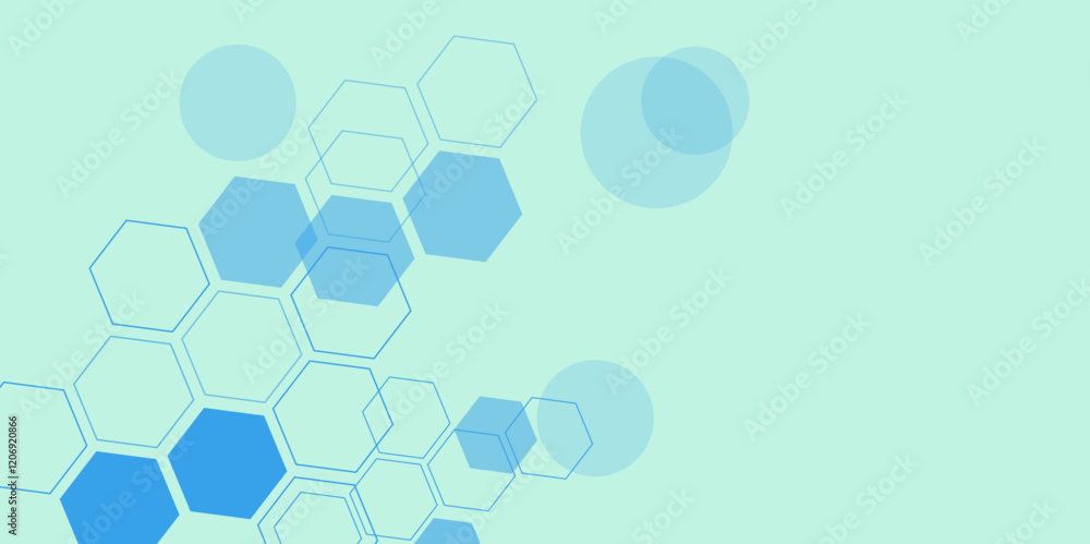 Poster an abstract background of geometric patterns in soft pastels, featuring interlocking hexagons in sha