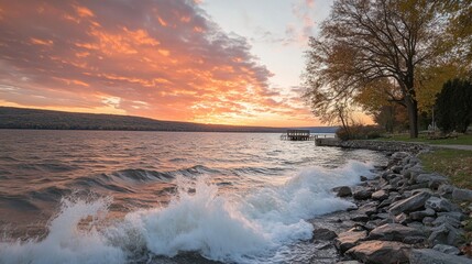 Spectacular Sunset over Seneca Lake, New York