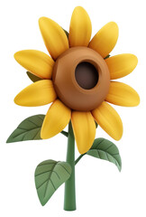 PNG Bright sunflower with green leaves