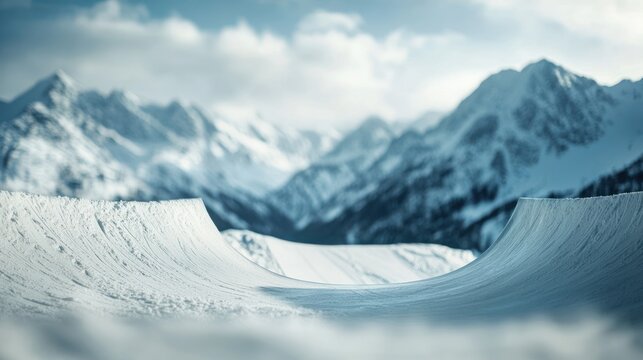Snowy Mountain Landscape with Snowboarding Terrain