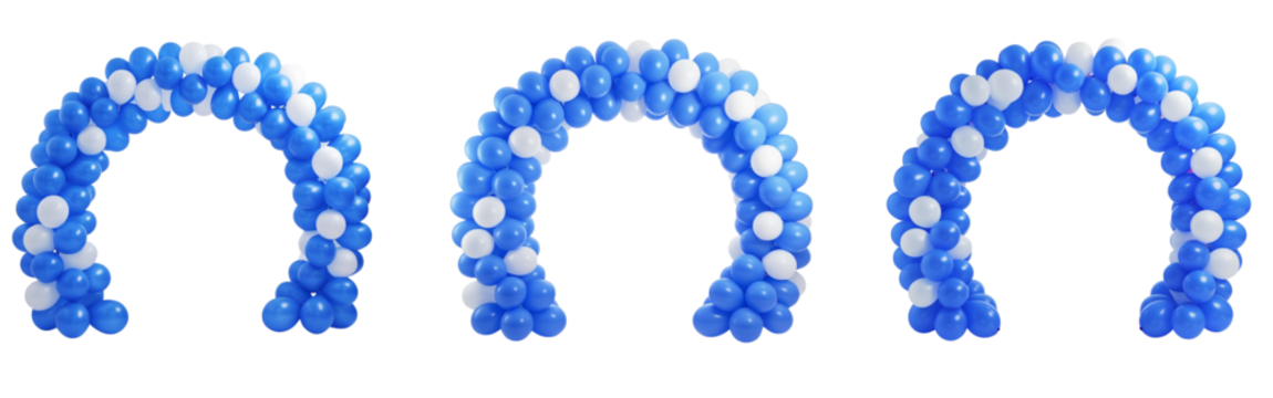  set of Blue and White Balloon Arch for Celebrations, Isolated on Transparent