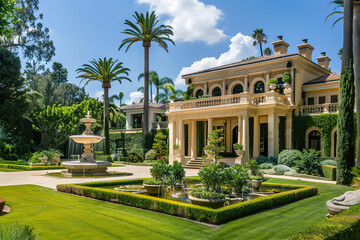 Fantastically beautiful fountain against backdrop of natural national park, abstract vivid composition consists of fictional unreal fantastic vision on background