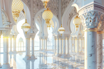 Beautiful greeting card with holiday composition for happy celebrate Ramadan, abstract vivid composition consists of fictional unreal fantastic vision on background