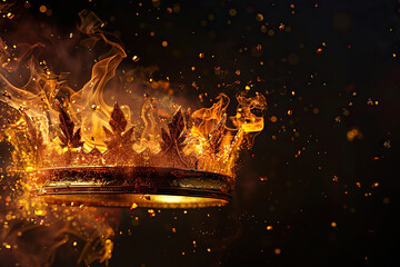 Fantastic beautiful king or queen crown from vivid gold material for coronation, abstract vivid composition consists of fictional unreal fantastic vision on background