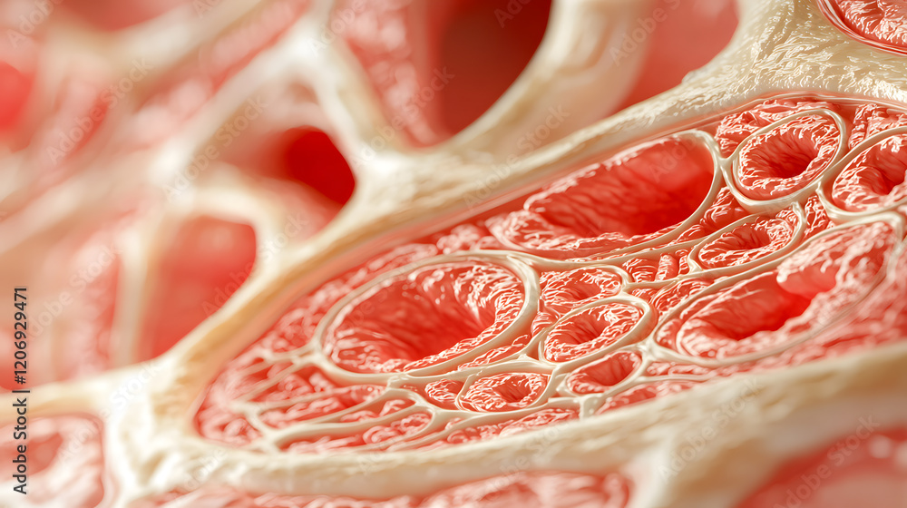 Poster microscopic view of intricate tissue structure laboratory setting scientific image focused environme