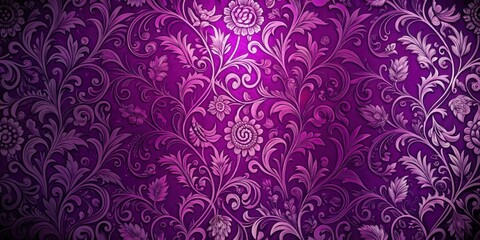 Fototapeta premium Luxuriant purple floral wallpaper with intricate designs and swirling patterns creating a rich and regal atmosphere in any room, floral pattern, luxury decor