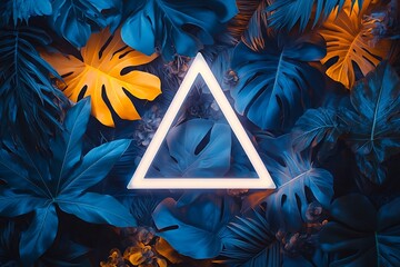 Tropical Neon Triangle Botanical Background