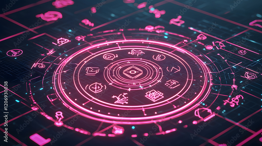 Poster futuristic tech interface digital realm graphic design cyber environment close-up view innovation co