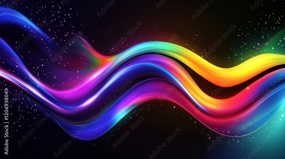 Poster abstract colorful waves with sparkles