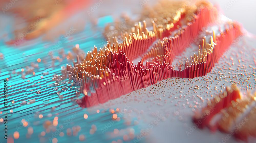 Poster abstract digital landscape visualization virtual space 3d art colorful texture close-up view modern 