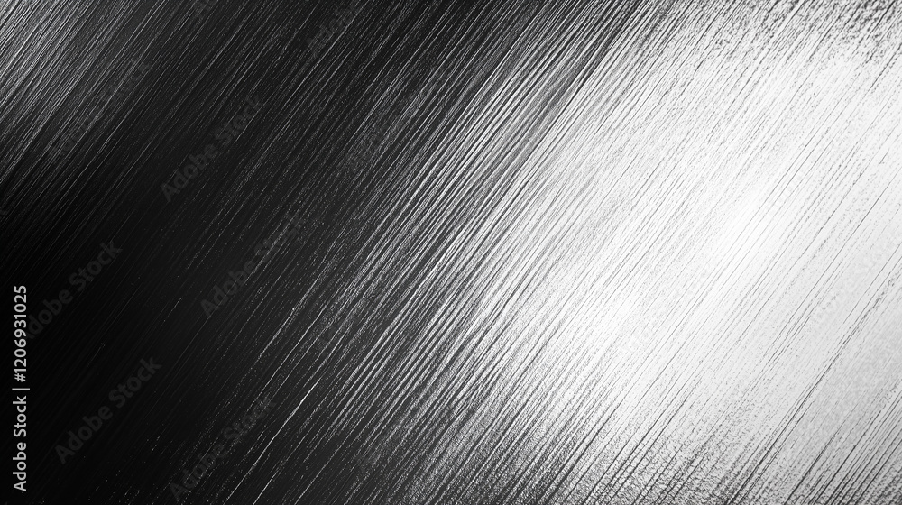 Poster abstract black and white background with a fine metal texture, illuminated by soft light from above.
