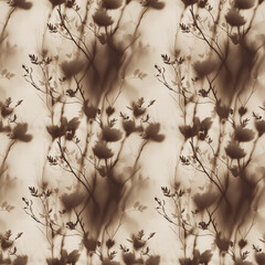 Minimalistic seamless pattern with delicate blurred flowers