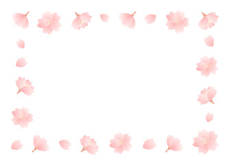 春の桜の花のフレームのベクターイラスト02