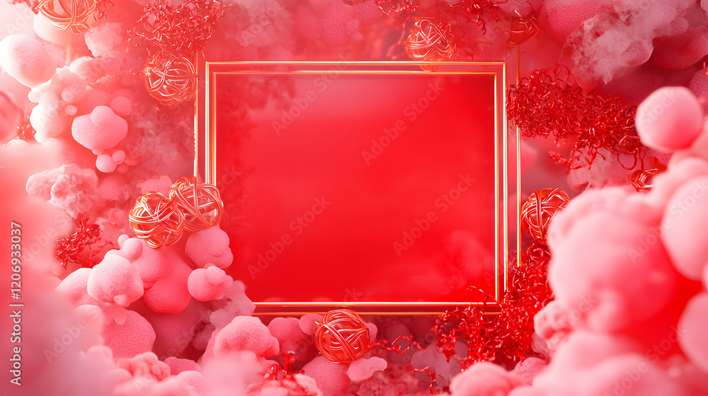 Aufkleber vibrant abstract frame surrounded by soft clouds digital art imaginative environment close-up viewpo