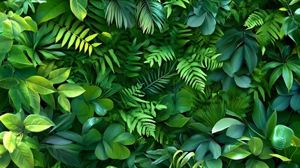 Obraz premium lush tropical green leaf background - lush greenery