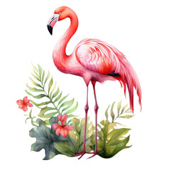 Naklejka premium Tropical Flamingo Clipart Vector Illustration