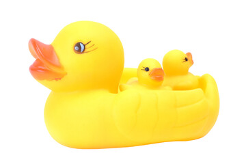 Yellow ducks spa isolated