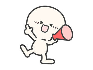 指差しするメガホンで応援する人物のベクターイラスト02