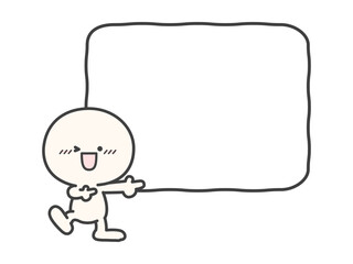 指差しをしているシンプルな人物と画線のフレームのベクターイラスト06