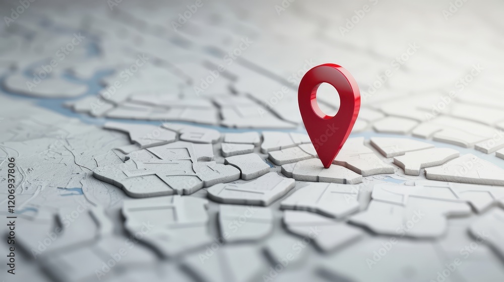 Poster red location marker on detailed map surface