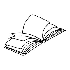 book open icon. hand drawn illustration in doodle style. vector, minimalism, monochrome.