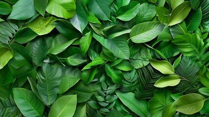 Obraz premium lush green tropical leaves background - natural textures