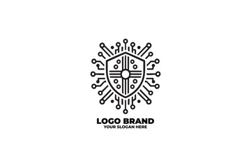 A circuit board-inspired design forming a symmetrical shield