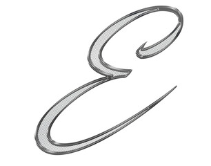 Silver, ornate, metal 3D letter with metal mesh inside.