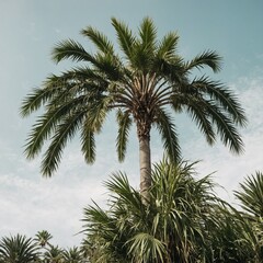 A queen palm tree with a slender trunk and a flowing crown of glossy green leaves, isolated on white.