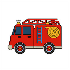 Fire engine truck vector stock illustration, Fire Trucks isolated on white background.