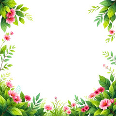 Fototapeta premium natural border illustration of flowers and leaves