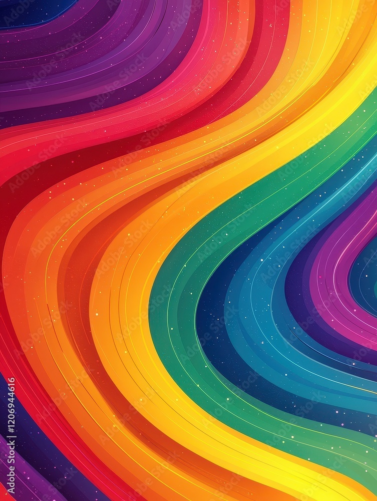 Poster vibrant colorful waves abstract art composition digital canvas bright and dynamic environment eye-le