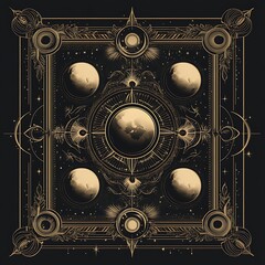 Celestial Orbs Encased In An Ornate Golden Frame