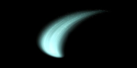 Abstract Teal Light Trail Sparkling Glowing Streak Bright Energy Digital Effect Celestial Magic Dust