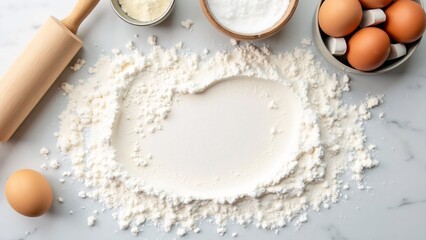 flour and eggs on the table