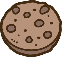 Choco chips cookie vector doodle illustration and graphic