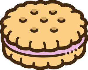 Sandwich cookie vector doodle illustration and graphic