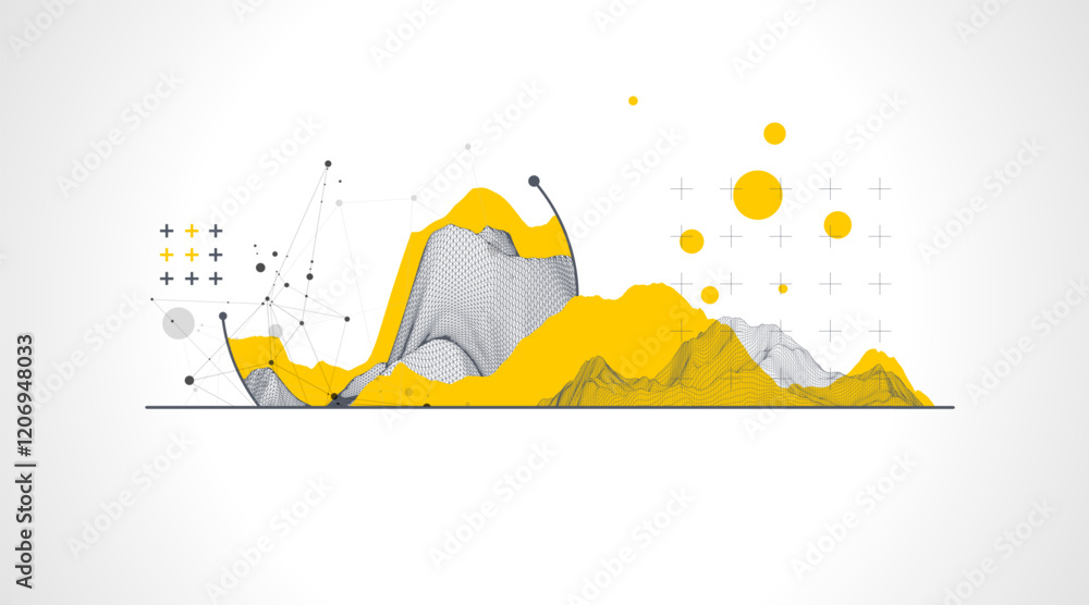 Aufkleber Trendy abstract wireframe background. Modern science or technology art elements. Surface illustration.