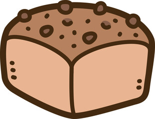 Chocolate bread vector doodle illustration and graphic