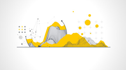 Trendy abstract wireframe background. Modern science or technology art elements. Surface illustration.